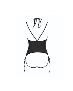 Allure Angelina Sheer Mesh Under Bust Teddy Black