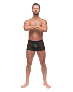 Private Screening Micro Mesh & Modal Pot Leaf Black